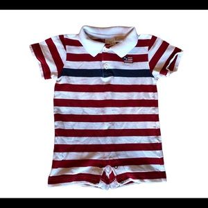 Cute 4th of July style Red White and Blue Polo Romper